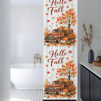 Window Privacy Film Frosted, Thanksgiving Reusable Static Cling Window Tints, Fall Orange Car Pumpkin Maple Wood Grain Heat Control Windows Films for Offices, Balcony, 29.5 x 118 Inches - Image 3