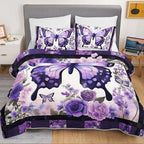 HOSIMA Floral Butterfly Aesthetic Plaid Twin Quilt Set with 2 Pillowcases. - Image 3