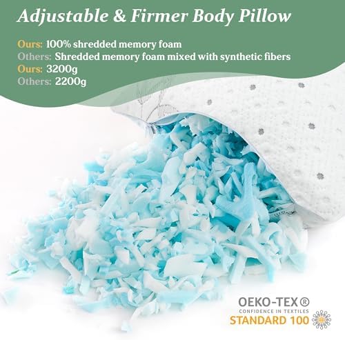 Dreamood Body Pillow Shredded Memory Foam with Pillowcase for Adult - Image 3