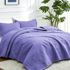 Love's cabin Oversized King Size Quilt Bedding Set Deep Purple Bedspreads - Oversized King Lightweight Bedspread Comforter - Coin Pattern Coverlet for All Season - 3 Pieces (1 Quilt, 2 Pillow Shams) - Image 2