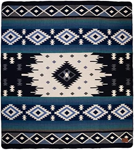 QISU Wool Blanket Throw | Large, Beautiful, Warm, Soft, Handmade in Ecuador by Local Artisans |94″ x 78″| Ultra-Soft, Hypoallergenic & Breathable | Non-Itchy or Scratchy Fabric (Blue Pyramid) - Image 4