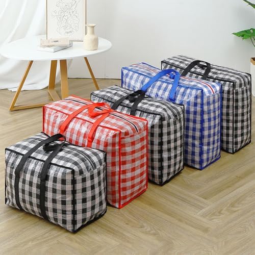 3 Pcs Moving Bag,Medium Large Extra Large Heavy Duty Storage Bag,Waterproof Dustproof Quilt Blankets Duffel Bag with Strong Handles & Zipper (01 Red) - Image 2