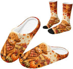 Jeiento Fuzzy Slippers and Sock Set Women's Warm Cozy Memory Foam House Shoes Soft Slip-on Slides by Jeiento