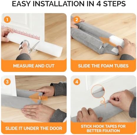 fowong Under Door Draft Stopper 30", Adjustable Noise Stopper 2-Pack, Grey - Image 6