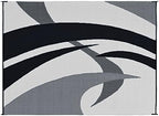 Stylish Camping Outdoor Patio / RV Camping Mat - Swirl (Black/White, 9-Feet x 12-Feet) - Image 3