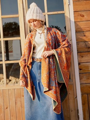 Beautiful Nomad Women's Retro Style Poncho Cape Boho Shawl Wraps - Image 2
