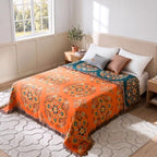 LUTBM Boho Throw Blanket for Bed 60"x80", 100% Cotton Orange Couch Blankets - Image 3