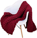 Chunky Knit Throw Blanket Chenille Yarn Soft Cozy Bulky Knitted Blanket for Sofa Bed Chair Large Hand Made Boho Home Decor Burgundy 40x48 by Unknown