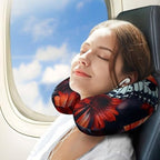 U Shape Travel Pillow Colorful Flowers Butterflies Portable Neck Pillows Memory Foam Head and Neck Support Headrest Pillow for Airplane Sleeping - Image 3