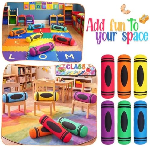 SiliFine 6pcs Crayon School Pillow 15x5.5 Back to School Reading Corner - Image 5