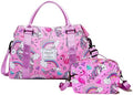 Travel Duffle Bag Weekender Overnight Bag Gym Tote with Dry and Wet Separated Pocket for Women Girls Shoulder Workout Duffel Bag Water Resistant, Pink Unicorn Set by NWLR