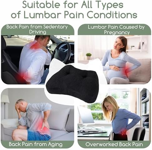 Lumbar Support Pillow for Recliner Chair/Accent Chair/Couch/Office Chair, Tufted Corduroy Back Support Cushion for Elderly, M-Shaped Recliner Cushions for Back Rest, Pain Relief, Reading, Black - Image 5