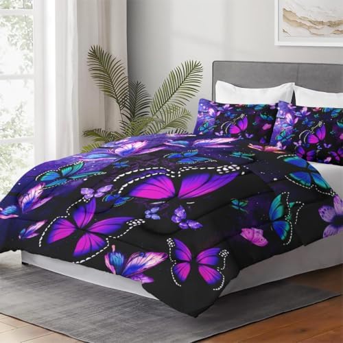 WeCozy King Comforter Set, 3 Pieces Butterfly Galaxy Bedding, All Season - Image 4