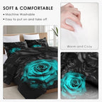 WeCozy Queen Comforter Set, 3 Pieces Floral Rose Bedding, All Season - Image 5