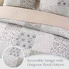 Exclusivo Mezcla Reversible Boho Quilts Queen Size Gray - Image 3