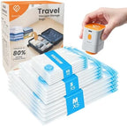 15-Pack Travel Vacuum Bags with Rechargeable Pump, 3 Sizes for Luggage by BonreLife