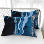 Nttopship Marble Comforter Set Twin Size Deep Blue Marble Bedding Set Soft Microfiber Minimalist Wind Comforter Sets 3 Pieces with 2 Pillowcases - Image 4