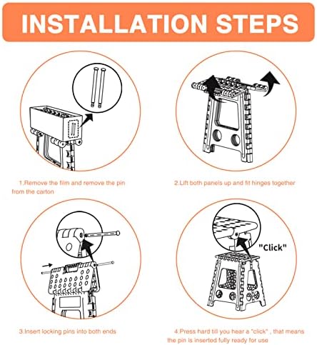 ACKO 16 Inch 6 Pack Folding Step Stool, Safety Lock, Holds 400 lbs, Black - Image 5