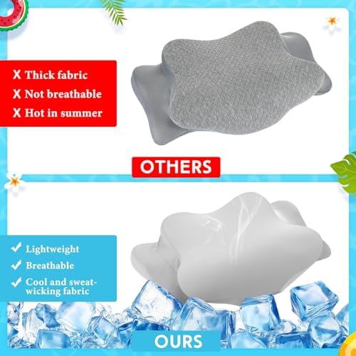 Hahafelt 2 Pcs Cooling Cervical Neck Pillowcase with Envelope Closure (Only Pillowcase) Ergonomic Pillow Case Smooth Soft Cool Case for Side Back Stomach Sleepers(Dark Gray,Queen Size) - Image 3