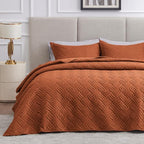 Love's cabin Twin Quilt Bedding Set Umber Bedspreads - Soft Bed Summer Lightweight Bedspread Comforter - Wave Pattern Bedding Coverlet for All Season - 2 Pieces (1 Quilt, 1 Pillow Sham) by Lovescabin