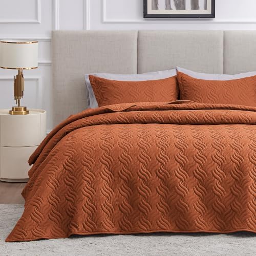 Love's cabin Oversized King Quilt Set, Soft Bedspread Comforter, Umber by Lovescabin