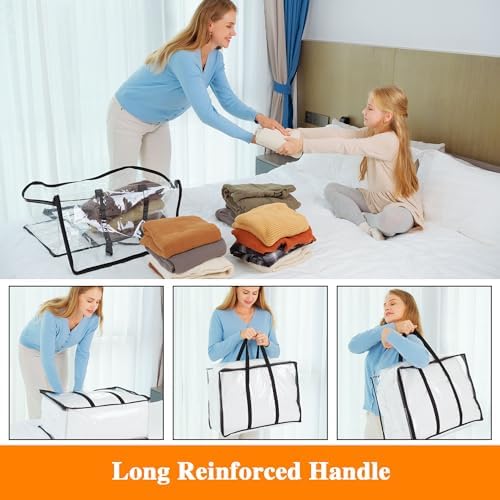 Vieshful 5 Pack Clear Clothes Storage Bags with Zipper 60L - Image 3