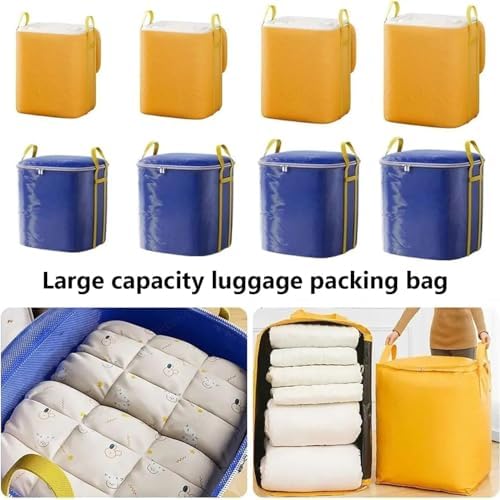 180/240/260/350L Extra Large Clothes Storage Bags,Moving Bags with Reinforced Handles Zippers Folding Storage and Organization Bag for Clothing Comforters Bedding(Yellow:350L-60x75x80cm) - Image 4