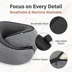 Travel Neck Pillow Memory Foam with 360° Neck Support, Gray - Image 2