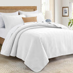 IR Imperial Rooms Queen Quilt Bedding Set White Bedspread Wave 2 Pack - Image 3