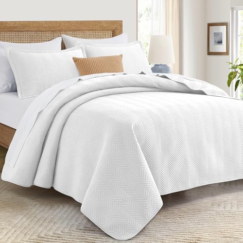 IR Imperial Rooms Queen Quilt Bedding Set White Bedspread Wave 2 Pack - Image 3