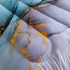 HOSIMA Gold and Blue Marble Abstract Full Comforter with 2 Pillowcases. - Image 5