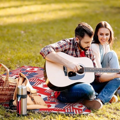 Large Outdoor Picnic Blanket Canadian American Flag Pattern Foldable Beach Blanket Waterproof SandProof Family Picnic Mat - Image 4