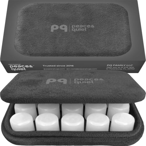 Peace&Quiet PQ Signature Soft Touch Case Wax Ear Plugs for Sleep - Moldable Silicone Ear Plugs for Sleeping, Swimming & Noise Protection - Sound Blocking (15 Pillows) by PeaceQuiet