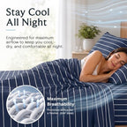 Queen Size Striped Sheets, Deep Pocket Soft & Cooling Bed Sheet Set, 4PC - Image 3