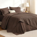 Love's cabin Quilts for Queen Bedspreads, 7 Pieces Bed in a Bag, Brown by Lovescabin