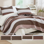 Andency King Size Quilt Set Brown, 3 Pcs Bedspreads & Coverlets - Image 4