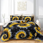 HOSIMA Tie Dye Spiral Abstract Hippie Boho Quilt Full with 2 Pillowcases. by HOSIMA