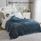 NANPIPER Warm Sherpa Blanket Queen Size for Bed, Soft Fleece for Winter, Fuzzy Plush Throw Gift for Women, Forest Green 90x90 Inches - Image 2
