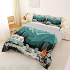 Erosebridal RV Camper Full Bedding Set for Kids, Rustic Camping Themed Bed Comforter Sets for Girls Boys Teen, Mountain Cabin Forest Quilt Duvet Set, Outdoor Travel Trailer Room Decor - Image 5