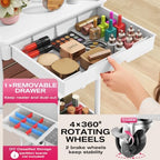 Goovilla Rolling Makeup Organizer Cart with Removable Drawer, 4 Tier White - Image 3