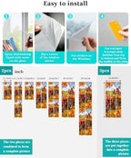 Window Privacy Film Frosted, Orange Fall Pumpkins Non-Adhesive Static Cling Window Tint, Thanksgiving Farmhouse Maple Leaves Insulated Windows Frosted Films for Living Room, 35.4 x 78.7 Inches - Image 4