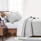 Love's cabin Twin Quilt Bedding Set Light Grey Bedspreads - Soft Bed Summer Lightweight Bedspread Comforter - Coin Pattern Bedding Coverlet for All Season - 2 Pieces (1 Quilt, 1 Pillow Sham) - Image 4