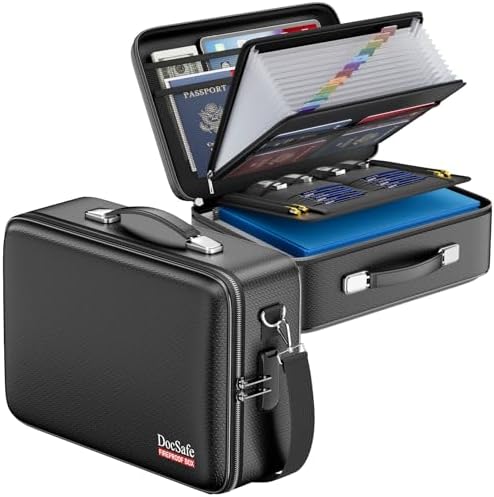 DocSafe Fireproof Document Box Hard Case with Lock＆Accordion File Folder by DocSafe