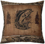 Feelyou Bear Throw Pillow Covers 20"x20" Set of 4 Soft Rustic Deer Cushion Case Fish Decor Pillowcase Mallard Duck Black Brown Indoor Outdoor - Image 4