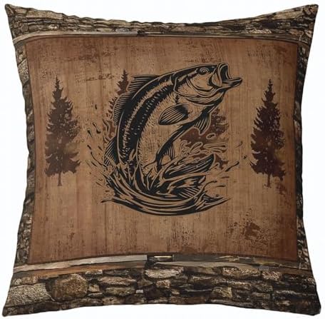 Feelyou Fish Bass Throw Pillow Covers Soft 18" x 18" - Image 2