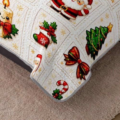 HOSIMA Cartoon Christmas Quilt Set King,Cute Bedspread with 2 Pillowcases. - Image 4
