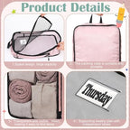 7 Pcs Packing Cubes for Travel Days of Week, Morandi, L - Image 3