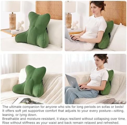 Lumbar Support Pillow(Pat. Pend) for Lower Back Pain Relief – Multi-Functional Ergonomic Lumbar Cushion, Reading Pillow for Office Chair, Car Seat & Sofa,Olive Green - Image 5
