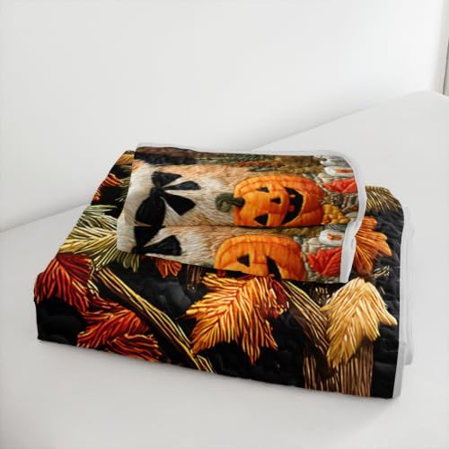 HOSIMA Kids Cat Quilt Queen Size,Halloween Bedspread with 2 Pillowcases. - Image 5