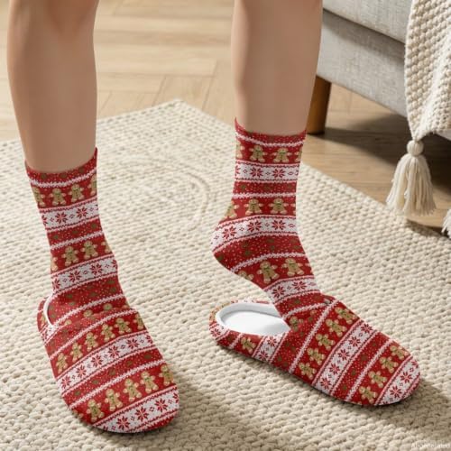 Fuzzy Slipper with Socks for Women Slip On House Slipper and Socks Set Cozy Fuzzy Slippers for Indoor - Image 3